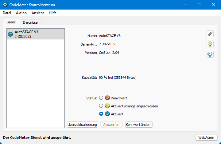 Wichtiger Hinweis - CodeMeter Kontrollzentrum nach Update 3.0.64 nachinstallieren