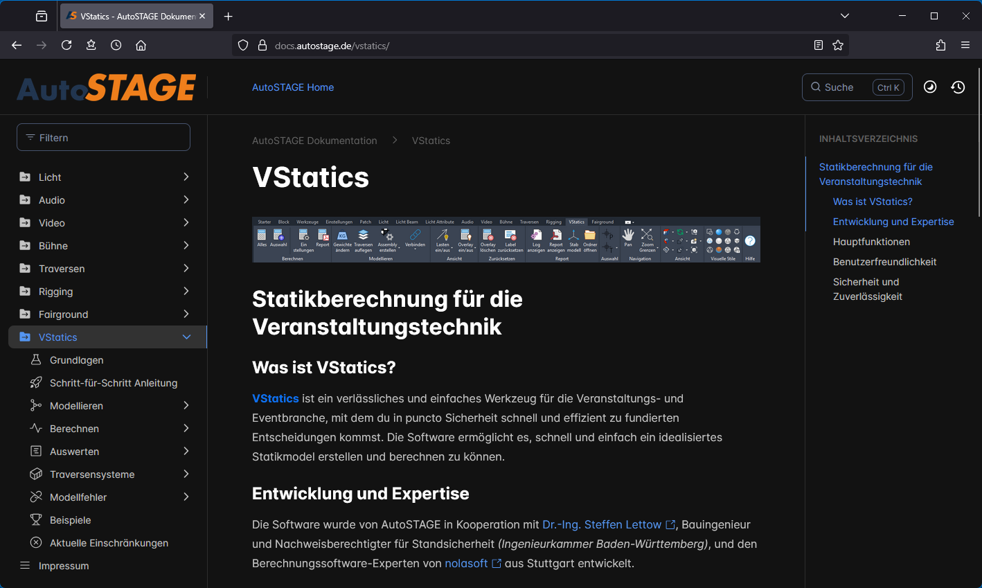 Die neue Dokumentation von VStatics